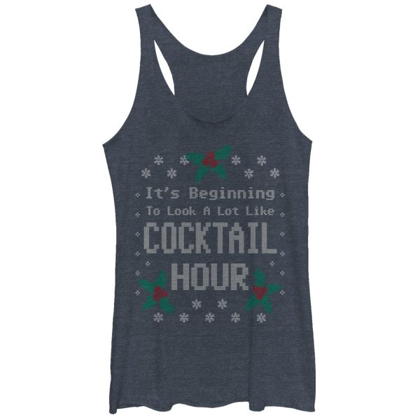 Women_s CHIN UP Christmas Cocktail Hour Racerback Tank Top