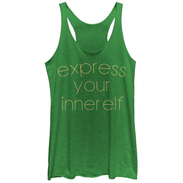 Women_s CHIN UP Christmas Express Your Inner Elf Racerback Tank Top