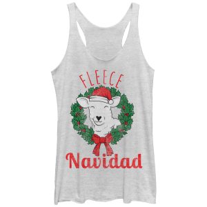 Women_s CHIN UP Christmas Fleece Navidad Racerback Tank Top