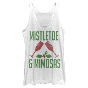 Women_s CHIN UP Christmas Mistletoe and Mimosas Racerback Tank Top