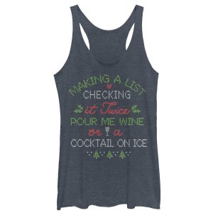 Women_s CHIN UP Christmas Wine or Cocktail Racerback Tank Top