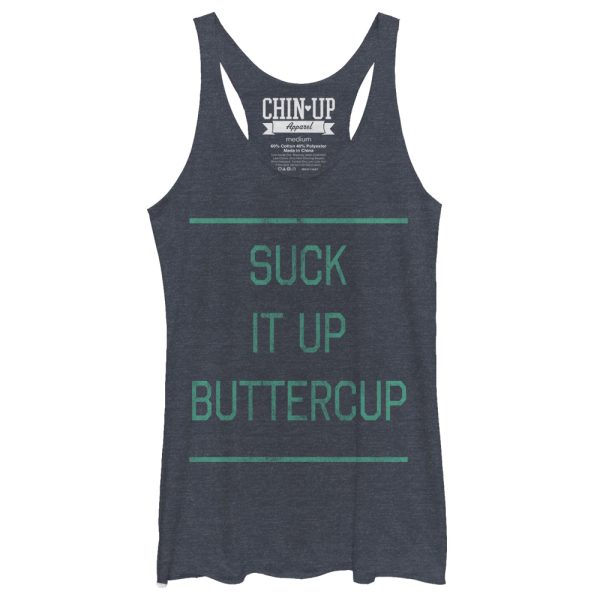 Women_s CHIN UP Classic Suck it up Buttercup Racerback Tank Top