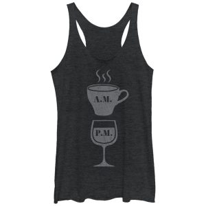 Women_s CHIN UP Coffee AM Wine PM Racerback Tank Top