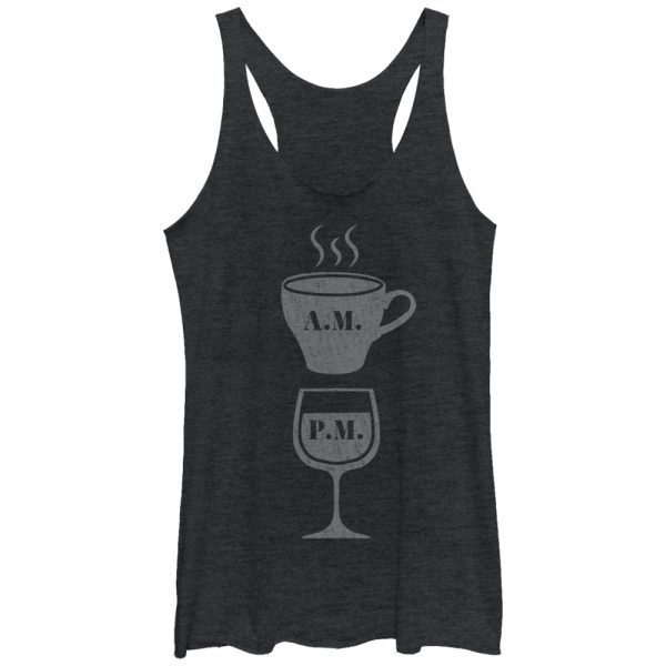 Women_s CHIN UP Coffee AM Wine PM Racerback Tank Top