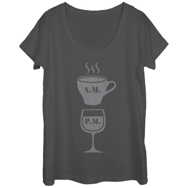 Women_s CHIN UP Coffee AM Wine PM Scoop Neck