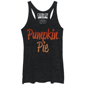 Women_s CHIN UP Cursive Pumpkin Pie Racerback Tank Top