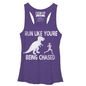 Women_s CHIN UP Dinosaur Run Racerback Tank Top