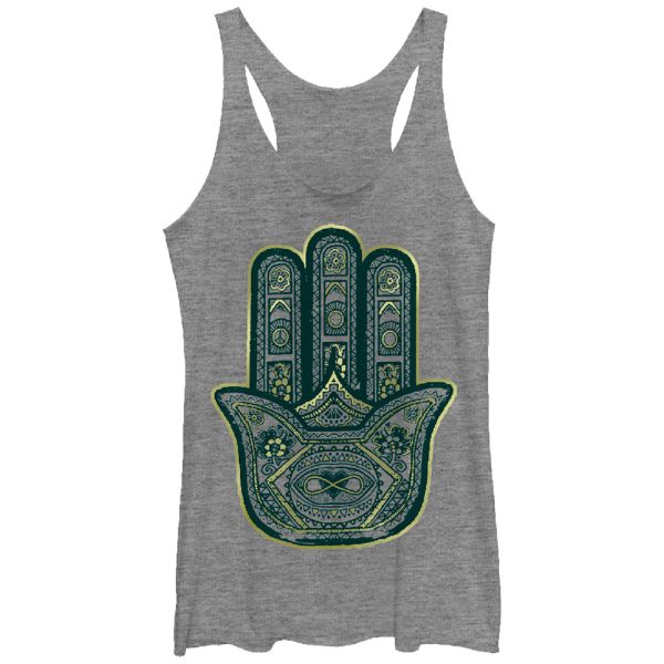 Women_s CHIN UP Distressed Hamsa Racerback Tank Top