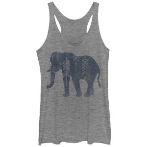 Women_s CHIN UP Distressed Tribal Elephant Racerback Tank Top