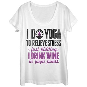 Women_s CHIN UP Drink Wine in Yoga Pants Scoop Neck