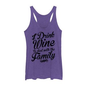 Women_s CHIN UP Drink Wine to Deal With Family Racerback Tank Top