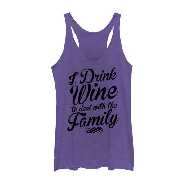 Women_s CHIN UP Drink Wine to Deal With Family Racerback Tank Top