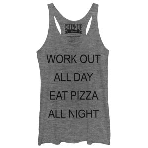 Women_s CHIN UP Eat Pizza All Night Racerback Tank Top