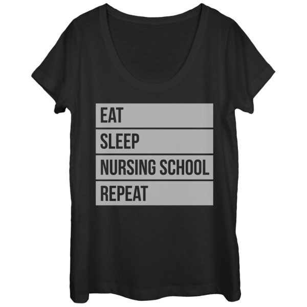 Women_s CHIN UP Eat Sleep Nursing School Repeat Scoop Neck