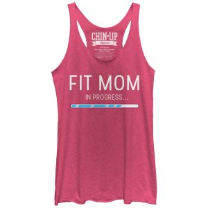 Women_s CHIN UP Fit Mom in Progress Racerback Tank Top