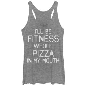 Women_s CHIN UP Fitness Pizza in Mouth Racerback Tank Top