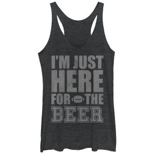 Women_s CHIN UP Football Here for the Beer Racerback Tank Top