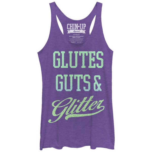 Women_s CHIN UP Glutes Guts and Glitter Racerback Tank Top