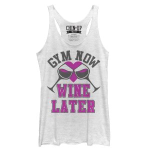 Women_s CHIN UP Gym Now Wine Later Racerback Tank Top