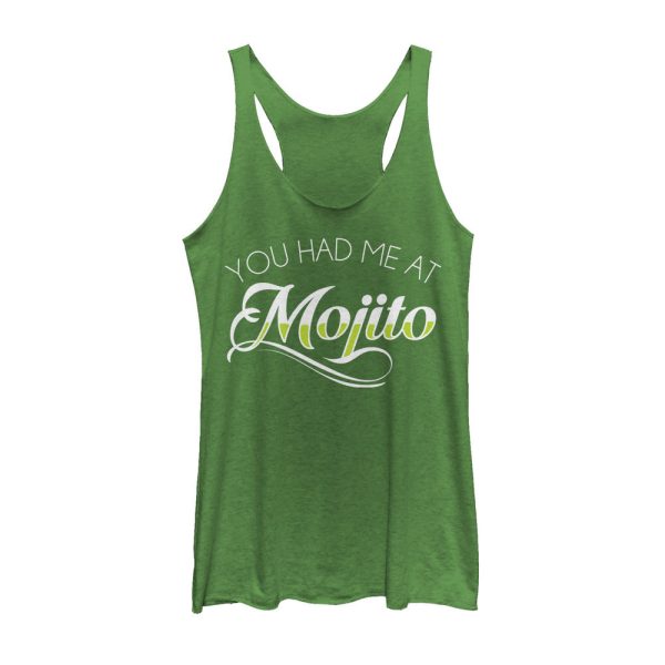 Women_s CHIN UP Had Me at Mojito Cursive Racerback Tank Top