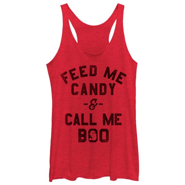 Women_s CHIN UP Halloween Call Me Boo Racerback Tank Top