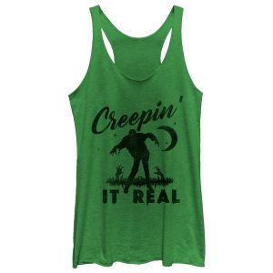 Women_s CHIN UP Halloween Creepin_ Real Zombie Racerback Tank Top