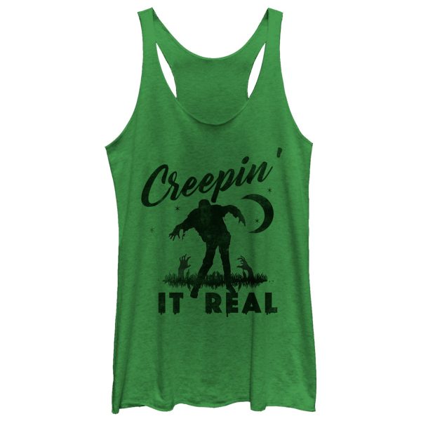 Women_s CHIN UP Halloween Creepin_ Real Zombie Racerback Tank Top