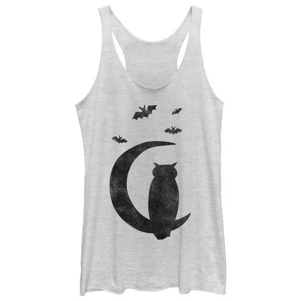 Women_s CHIN UP Halloween Moon Night Racerback Tank Top