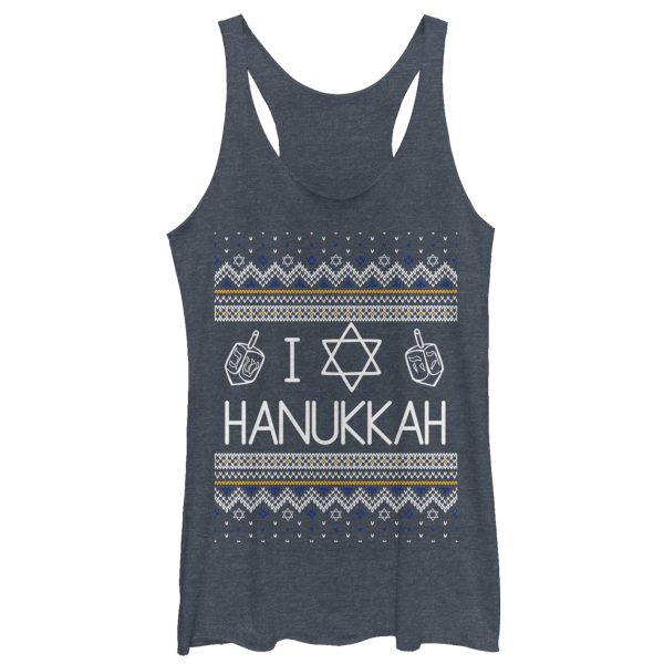 Women_s CHIN UP Hanukkah Ugly Sweater Racerback Tank Top