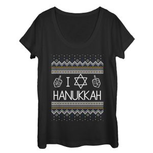 Women_s CHIN UP Hanukkah Ugly Sweater Scoop Neck