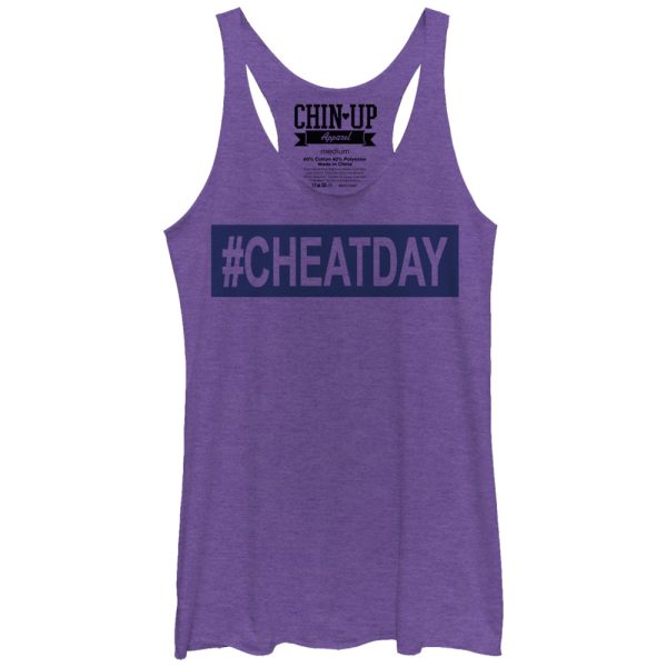 Women_s CHIN UP Hashtag Cheat Day Racerback Tank Top