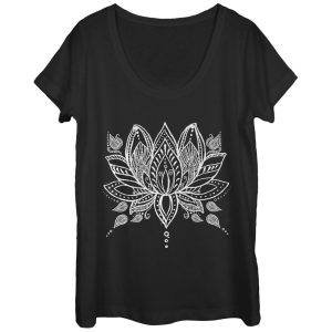 Women_s CHIN UP Henna Lotus Flower Scoop Neck