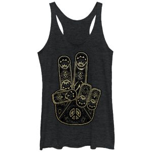 Women_s CHIN UP Henna Peace Hand Racerback Tank Top