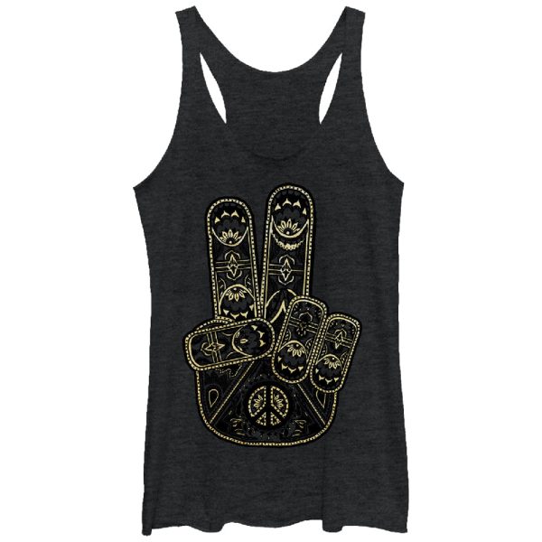 Women_s CHIN UP Henna Peace Hand Racerback Tank Top