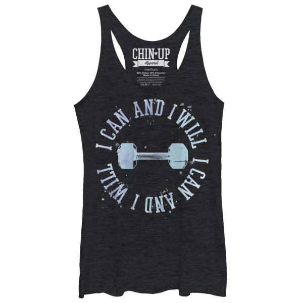 Women_s CHIN UP I Can I Will Mantra Racerback Tank Top