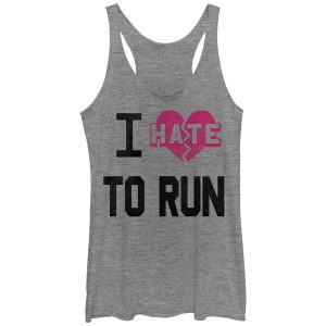 Women_s CHIN UP I Hate Heart To Run Racerback Tank Top