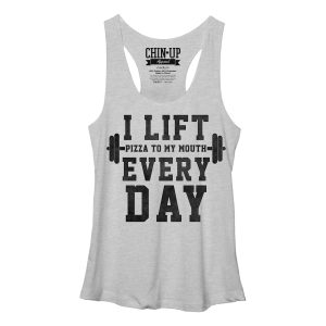 Women_s CHIN UP I Lift Pizza to my Mouth Racerback Tank Top