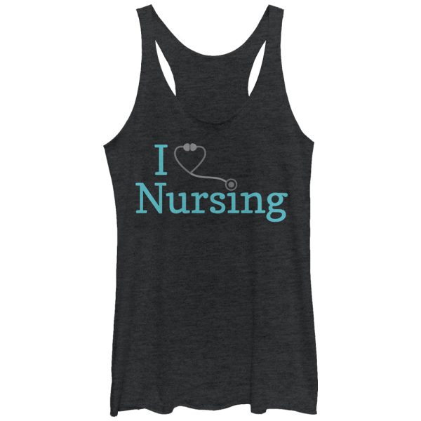 Women_s CHIN UP I Love Nursing Stethoscope Racerback Tank Top