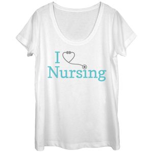 Women_s CHIN UP I Love Nursing Stethoscope Scoop Neck