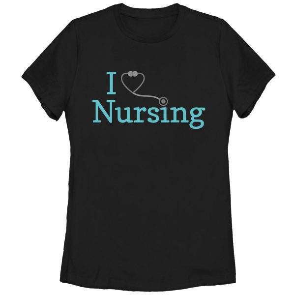 Women_s CHIN UP I Love Nursing Stethoscope T-Shirt