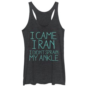 Women_s CHIN UP I Ran No Ankle Sprain Racerback Tank Top