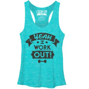 Women_s CHIN UP I Work Out Racerback Tank Top