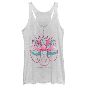 Women_s CHIN UP Inhale Exhale Lotus Flower Racerback Tank Top