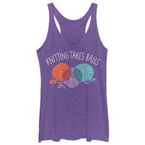 Women_s CHIN UP Knitting Takes Balls Racerback Tank Top