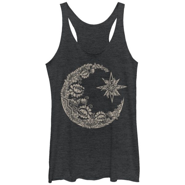 Women_s CHIN UP Lace Print Moon Racerback Tank Top