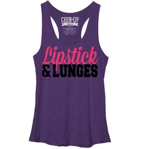 Women_s CHIN UP Lipstick and Lunges Racerback Tank Top