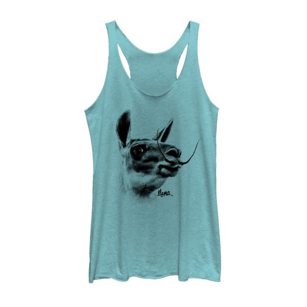 Women_s CHIN UP Llama Mustache Racerback Tank Top