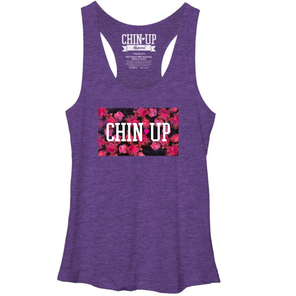 Women_s CHIN UP Logo Floral Print Racerback Tank Top