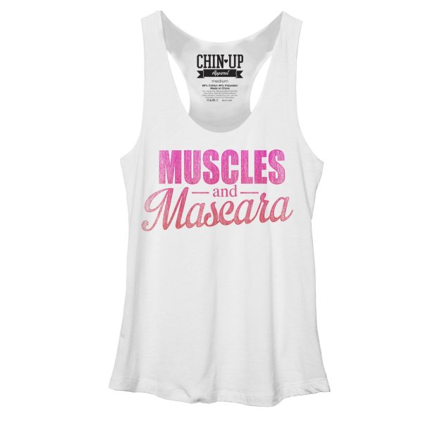 Women_s CHIN UP Mascara and Muscles Racerback Tank Top