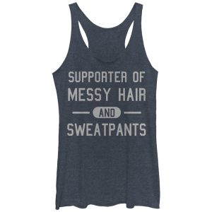 Women_s CHIN UP Messy Hair and Sweatpants Racerback Tank Top